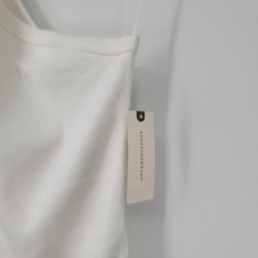 Anthropologie Pilcro New White Ribbed One Shoulder Tank Top Size Large Neutral - Picture 12 of 15